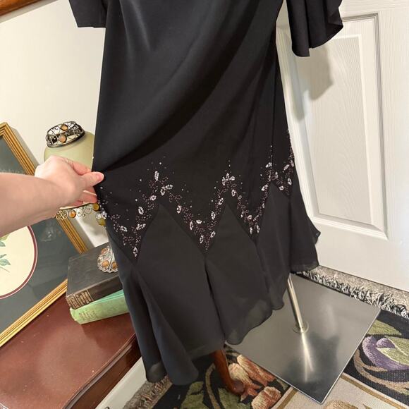 VTG Y2K Black & Purple Beaded Silver Sequin Asymmetrical Dark Fairy Maxi Skirt - Picture 2 of 8